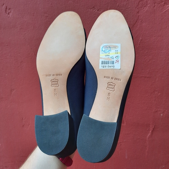 Vintage 90's Talbots Satin Slipper Bow Pumps Chunky Heels Deadstock NEW - Picture 7 of 10
